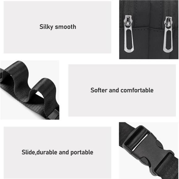 Fanny Packs for Women Men Black, Gray Zipper - Picture 6 of 6